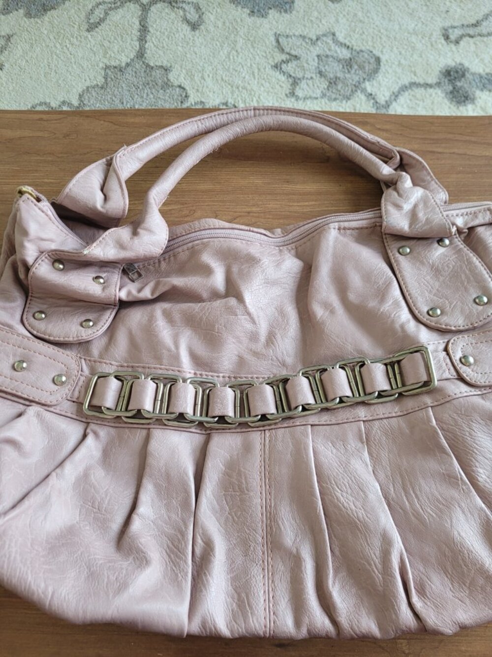 Kadama Pink Shoulder Bag with Metal Accents